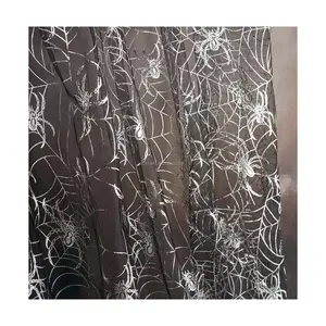 Illusion yumuşak tül kumaş fantezi örümcek Net folyo baskılı tül örgü kumaş cadılar bayramı dekorasyon tasarım özel