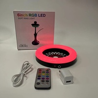 Accessoire de narguilé clignotant coloré de 6 pouces RVB LED Ring Light avec télécommande Laque Technics Soft LED Shisha Light