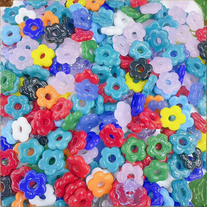 Cuentas de Vidrio Rojas Transparentes con Forma de Flor Vintage de 16 mm, Cuentas Sueltas con Orificio Grande para Manualidades Creativas, Accesorios de Joyería - Product Image 2