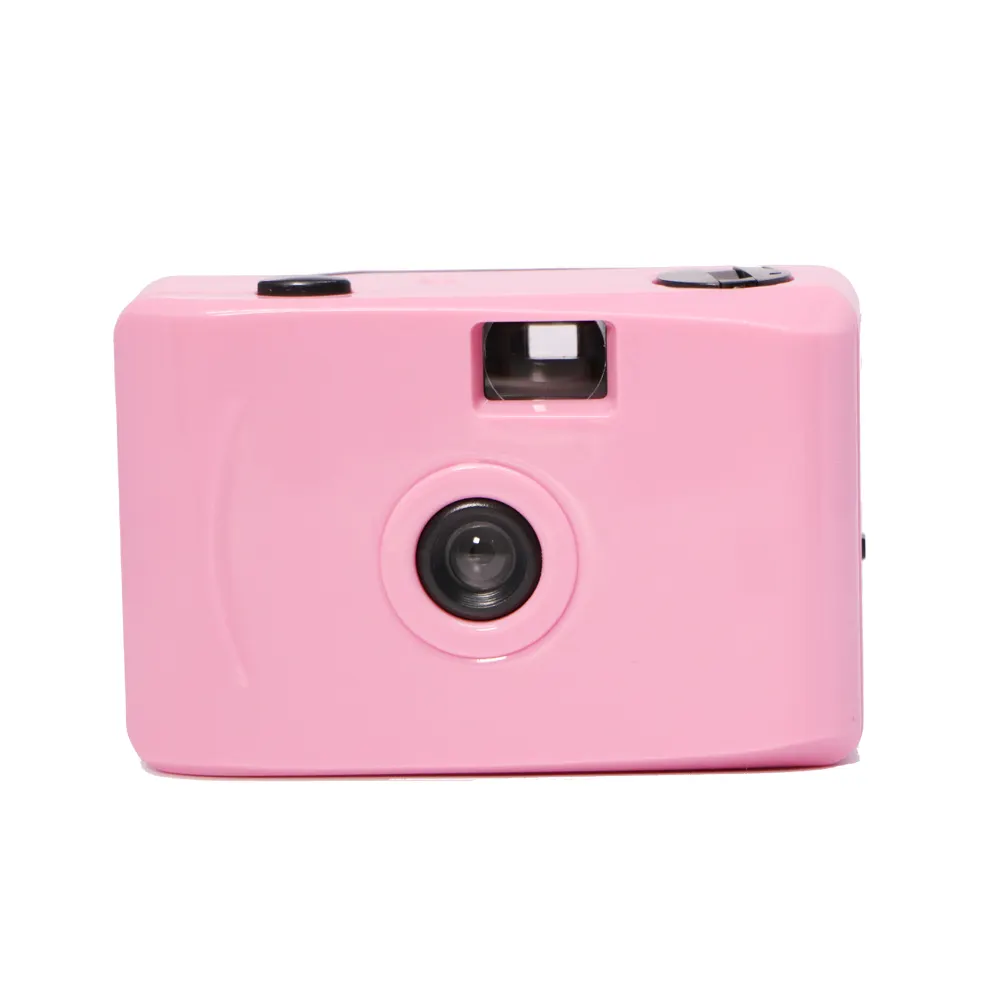 Holga พลาสติกโฟกัสคงที่คู่มือวินเทจสีบริสุทธิ์สีชมพูมินิ35มิลลิเมตรฟิล์มกล้องทันทีกล้อง