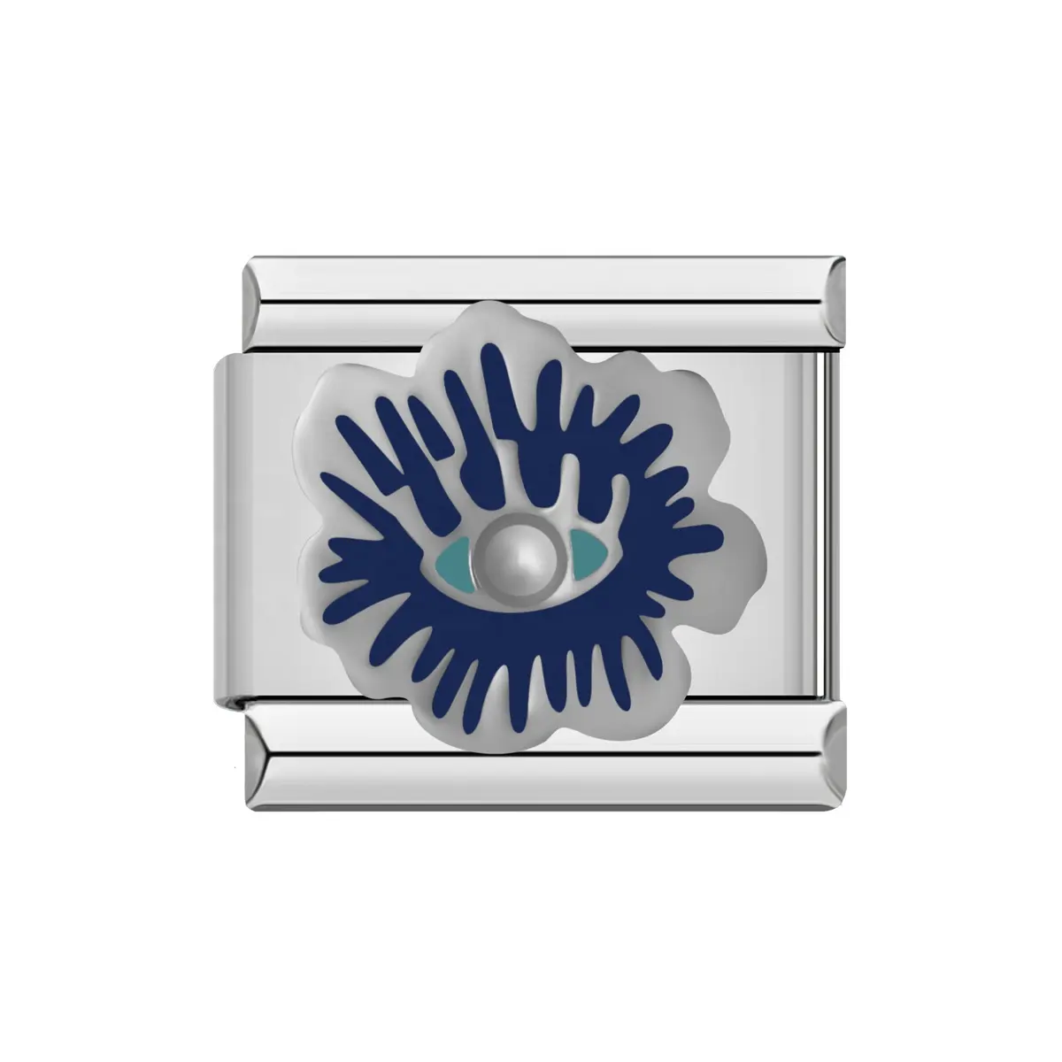In acciaio inossidabile componibile anello modulare gioielli da donna Custom 9mm classico occhio blu perla braccialetto di fascino italiano
