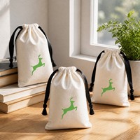 Pochette à cordon en toile de coton naturel sur mesure, impression de logo personnalisée, taille personnalisée, emballage cadeau de Noël