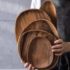 Hot Selling in the Market Acacia Wood Irregular Dinner Plate Set Wooden Plate <strong>Dessert</strong> <strong>Tray</strong> and Mubkhar - Product Image 2