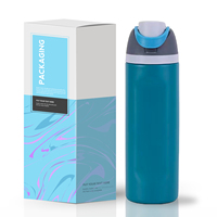 Botella de Agua Ahea con Aislamiento al Vacío para Deportes, Viajes y Automóvil, Botella de Agua de Acero Inoxidable con Pajita y Asa