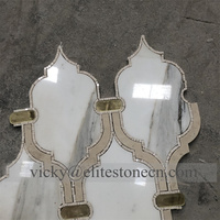 Mosaïque de marbre blanc moderne, finition brillante, design parquet, décoration murale de chambre, mosaïque de marbre pour salle de bain