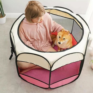 Portable Folding Pet Tent Dog House Octagonal Cage For Cat Tent Playpen Puppy Kennel Easy Operation Fence Outdoor Big Dogs House