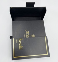 Kotak hadiah pintu ganda, kotak parfum kertas hitam mewah, kemasan kotak coklat mewah dengan pita