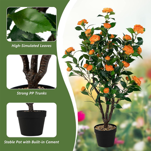 Arbre de Camélia Artificiel <span class=keywords><strong>en</strong></span> Gros d'Usine, Plantes Fleuries Artificielles, Faux Arbre à Fleurs <span class=keywords><strong>en</strong></span> <span class=keywords><strong>Pot</strong></span> pour Intérieur/Extérieur - Product Image 4