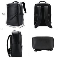Sac à dos professionnel en cuir pleine fleur noir 15,6 pouces avec plusieurs compartiments pour ordinateur portable et voyage