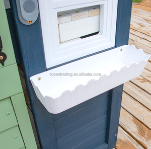 Casita de Juegos de Madera Premium para Exteriores con Puerta Verde, Jardineras, Chimenea y Cocina de Juguete - Cabaña Infantil para Jardín - Product Image 3