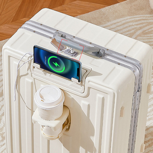 Dropping Multifunctional Large Capacity Suitcase <strong>Pull</strong> Rod Box Female Aluminum Frame Travel Box Charging and Cup Holder Luggage - Product Image 2