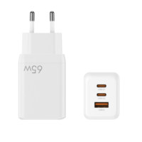 Cargador de Carga Rápida GaN con Enchufe KR PD65W 200-240V (Nuevo Estándar 2025) Carga Simultánea 2C1A para Teléfonos Inteligentes
