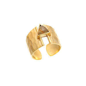 Anillo de mujer de Plata de Ley 925 chapado en oro con piedra preciosa de Cuarzo rutilado dorado natural para bodas y fiestas - Product Image 1