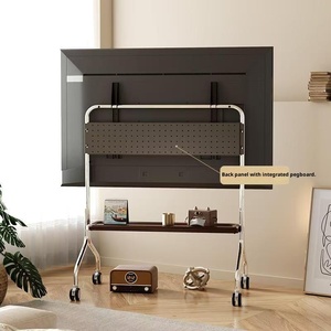 Supporto <span class=keywords><strong>TV</strong></span> <span class=keywords><strong>Mobile</strong></span> Universale con Ruote e Ripiano in Legno per Soggiorno, Camera da Letto, Ufficio e Sala Conferenze - Product Image 2