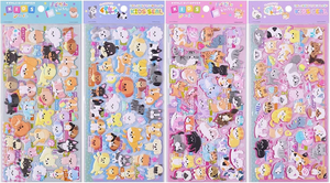 Autocollants 3D gonflés personnalisés chats et chiens de dessin animé avec impression UV, 4 feuilles différentes pour scrapbooking enfant en gros - Product Image 4