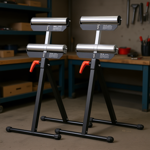<b>Roller</b> <b>Stands</b> 135 Lb Capacity 26.8-42.5 In Adjustable Height 11.5 In Polished Steel For Machinery Repair - Product Image 2