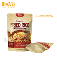 Sachet Doypack en Mylar de 200g, personnalisé, de qualité alimentaire, compatible micro-ondes, pour riz frit Teriyaki, avec encoche de déchirement, en feuille d'aluminium, stérilisable