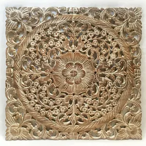 Rustico orientale intagliato in legno di loto targa decorazione della parete decorazioni per la casa in legno intagliato arte della parete