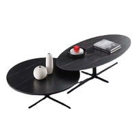 Mesas de Centro de Metal Negro Económicas, Mesa de Centro Moderna Alta y Baja, Mesa de Centro de Pizarra para Sala de Estar