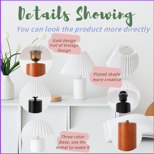 Lámpara <span class=keywords><strong>de</strong></span> Mesa LED Nórdica Retro Europea Simple y Ecológica con Pantalla <span class=keywords><strong>de</strong></span> Cono con Volantes Blancos y Base <span class=keywords><strong>de</strong></span> Madera para Dormitorio, Mesita <span class=keywords><strong>de</strong></span> <span class=keywords><strong>Noche</strong></span> - Product Image 4