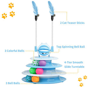 Nouvelle conception, petit volume, tour interactive intelligente pour chat à quatre niveaux, ensemble de jouets interactifs d'entraînement pour chat, jouets à roulettes pour chat, jouet tournant pour chat - Product Image 5