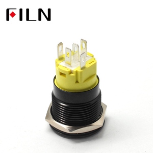 필름 16mm 12V 220v 링 LED 블랙 알루미늄 합금 1NO1NC 순간 방수 푸시 버튼 스위치 - Product Image 4