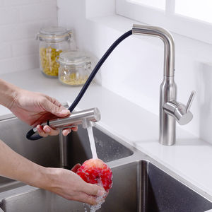 Modern Classic Single Handle Kitchen Faucet Ceramic Valve <b>Brushed</b> Finish <b>Deck</b> Mounted Stainless Steel Chrome Pull Spray 1 Year - Product Image 2