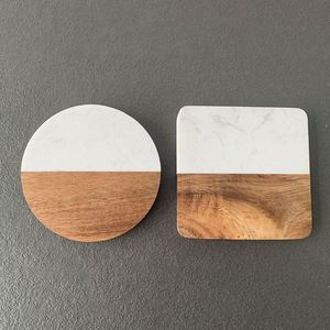 Alfombrillas de Protección para Mesa, Portavasos, Posavasos de Acacia para Tazas de Café, Posavasos Aislantes de Mármol, Venta al Por Mayor de Fábrica, Personalizables - Product Image 4