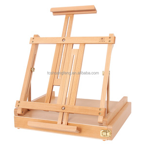 Caballete de mesa de estudio-Caballete de <span class=keywords><strong>artista</strong></span> de madera de haya maciza ajustable y caja de bocetos con almacenamiento para lienzos de hasta 34 "de alto W05B - Product Image 1