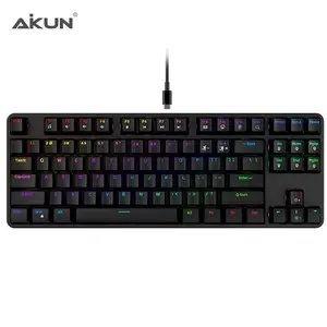 AIKUNGX9870有線RGBバックライトゲーミングキーボードメカニカルスイッチマルチメディア87キーミニポータブルキーボード