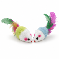 Jouet interactif pour chat en peluche avec queue en plumes, sans couinement, pour le jeu de chasse