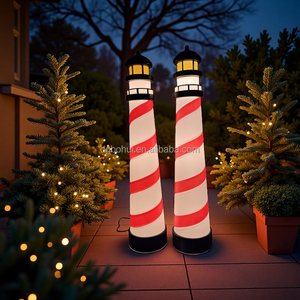 Outdoor LED-<b>Lighted</b> Xmas Lighthouse North <b>Pole</b> Sign Holiday Winter Lawn Yard Decorations - Product Image 1
