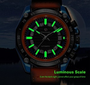 Reloj FORSINING FSG8279 de Alta Gama para Hombre, Reloj Automático de Moda, Resistente al Agua, Mecánico, con Correa de Lona Naranja - Product Image 3