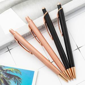 Promotional Bulk Rose Gold Classic Metal Aluminum Press Ballpoint <b>Pen</b> With Laser Custom Hotel Logo for OEM Office - Product Image 6