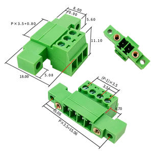 3.50mm Pitch Feed Through-Wall Double Flange Screw <b>Terminal</b> Block - Male-Female Solderless In-Line Connector Set 2-24P - Product Image 2