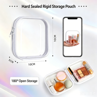 Mini étui rigide transparent avec fermeture éclair, organiseur de cosmétiques portable, boîte de rangement pour les essentiels de voyage