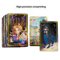 Kartu Tarot Foil Emas Kustom Tepi Berlapis Emas Hot Stamping Anime Oracle Deck 350gsm German Black Core Produsen Cina