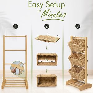 Étagère de rangement avec 3 paniers tissés 35,04 x 16,54 x 11,02 pouces, organisateur de salon détachable pour articles divers - Product Image 4