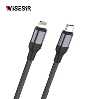 Câble de données WISESIR Type C vers USB 3.0 PD Chargeur rapide 3A Double Port pour Ordinateur et Écouteurs en Alliage d'Aluminium Garantie 1 An