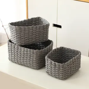 Portable Customized Rope Paper Small Woven Basket Rope Paper Box Baskets For Storage