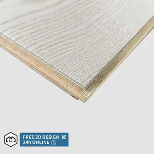 Suelo de madera dura teñida lavada rústica tablón de 12mm de ancho Berkeley europeo suelo de madera de ingeniería de roble blanco