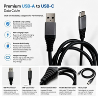 Kabel Data Premium USB-A USB-C Anti-Putus Tahan Lama Pengisian Cepat 3A Pabrik Asli untuk Power Bank 480Mbps Logo Kustom OEM