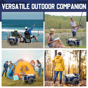 รถเข็นอลูมิเนียมแบบพับได้พร้อมล้อบอลลูนรถเข็นชายหาดสำหรับตกปลากลางแจ้ง - Product Image 4