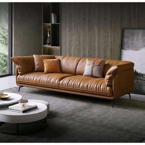 Moderno Juego de Sofás Seccionales Modulares de Cuero Genuino Italiano, Muebles para el Hogar, Sofá para Sala de Estar - Product Image 2