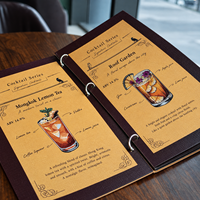 Carnet de Cocktails Personnalisé en Métal avec Anneaux, Couverture Rigide, Lamination Film, Design Vintage, Inserts en Papier Kraft Remplaçables pour