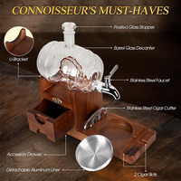 Cendrier à cigares et carafe à whisky ensemble cendrier en bois avec coupe-cigare accessoires à cigares tiroir cadeaux à whisky pour hommes