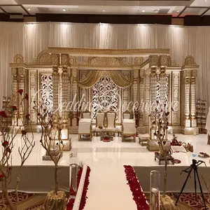Mandap Decorativo de Cristal Elegante para Bodas, Fondo Indio para Escenarios, Decoración de Eventos en Interiores para Banquetes de Matrimonio y Compromiso - Product Image 1