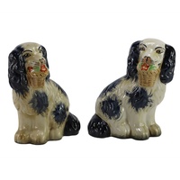 Synwish Vintage Staffordshire Reproduction King Charles Spaniel Foo Céramique Famille Chien Figurine Ornement pour La Décoration Intérieure