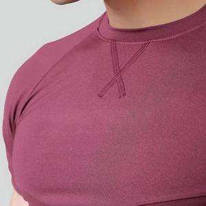 T-shirt d'entraînement en coton tricoté respirant à séchage rapide, protection UV, 100% coton, manches courtes, compression pour hommes - Product Image 2