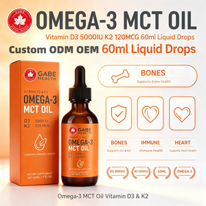 Aceite MCT Omega-3 en Gotas Líquidas OEM, Vitamina D3 5000UI, K2 120MCG, 60ml, para la Salud Ósea e Inmunológica de Adultos, Marca Privada - Product Image 1
